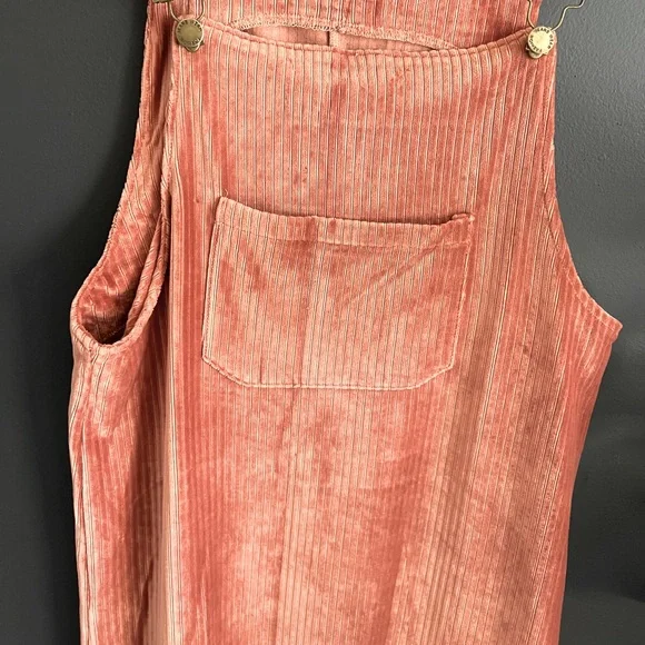 Nic & Jo Peach Apricot Velour Corduroy Jumper Overall Dress S - Picture 5 of 11